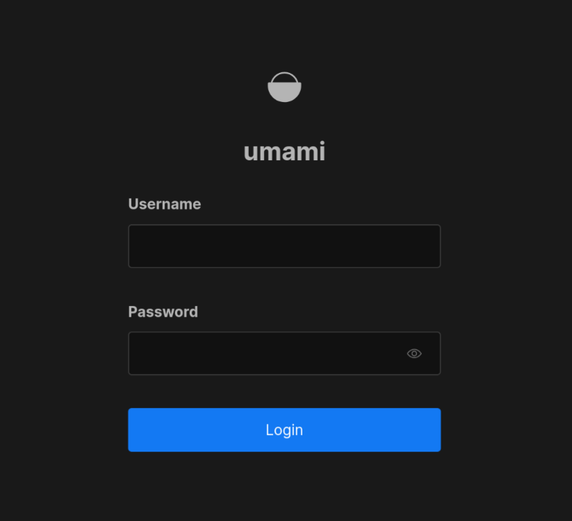 Umami login page